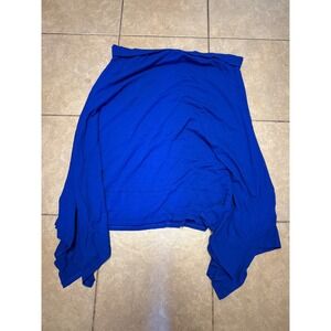Chicos Royal Blue Asymmetrical Hem Fold Over Waist Skirt Size 2 Large